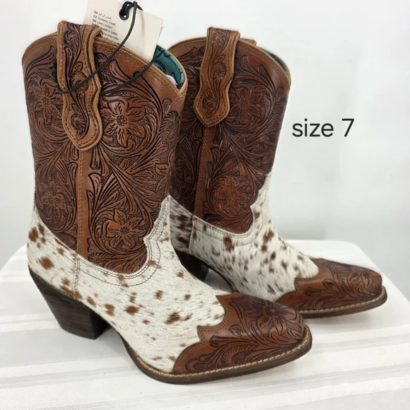 MYRA BAG Kelsey Short Cowboy Boots Brown Hair On Hide 6-11 NWT - Picture 11 of 12